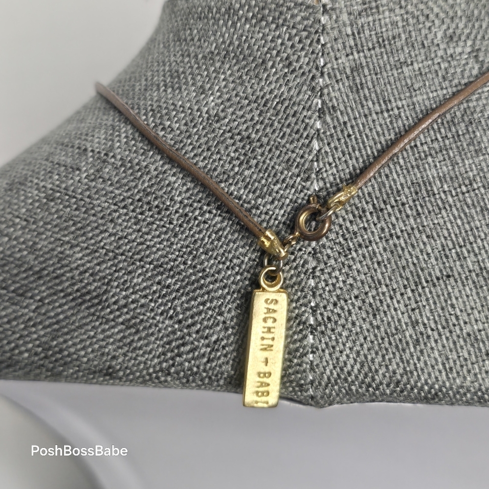 sachin and babi gold pendant on cord necklace - Picture 3 of 6